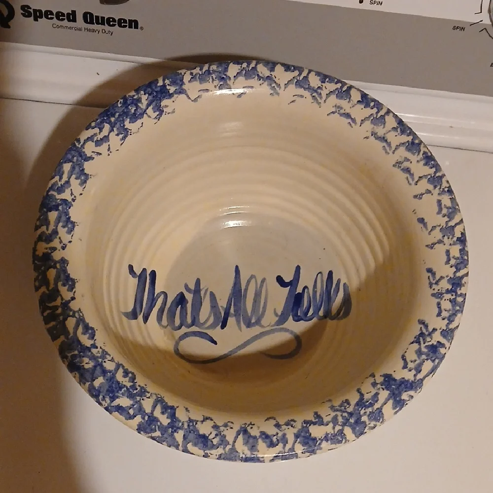 Vintage Blue and Cream Popcorn Bowl